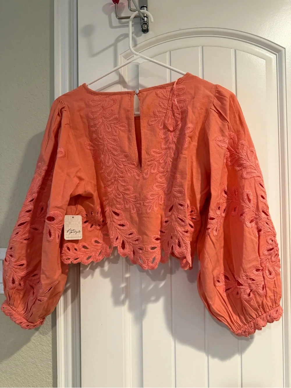 Free People Coral Eyelet Cropped Top - Picture 9 of 10